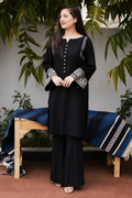 Women's Black Embroidered Kurta Palazzo Set