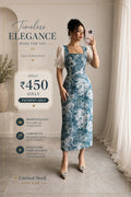 Timeless Elegance Floral Midi Dress for Women | Puff Sleeve Party & Casual Wear | Premium Quality | ₹450